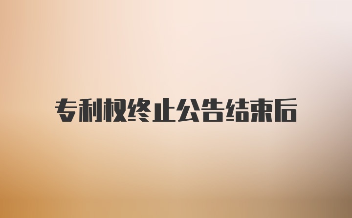 专利权终止公告结束后