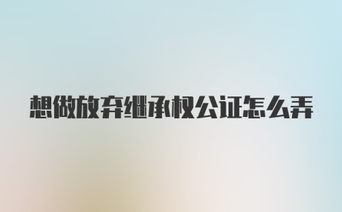 想做放弃继承权公证怎么弄