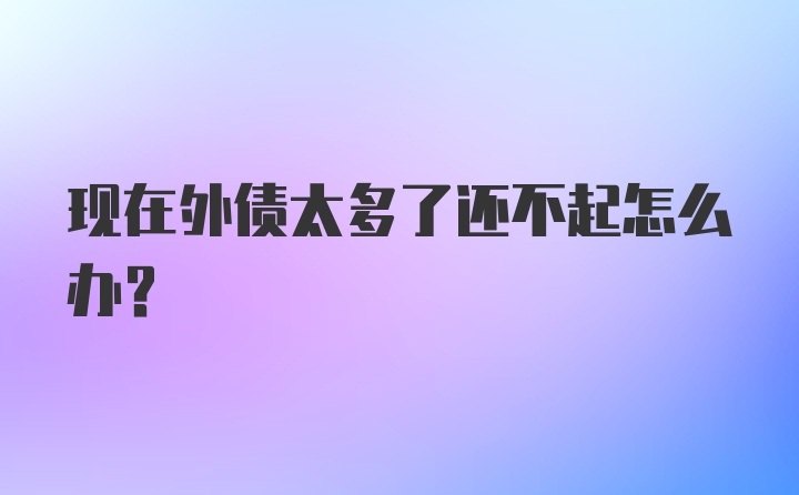 现在外债太多了还不起怎么办？