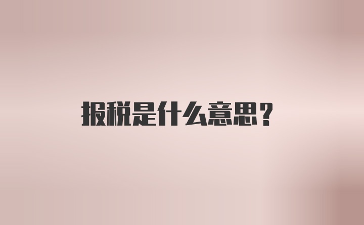 报税是什么意思？