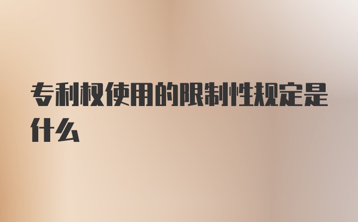 专利权使用的限制性规定是什么