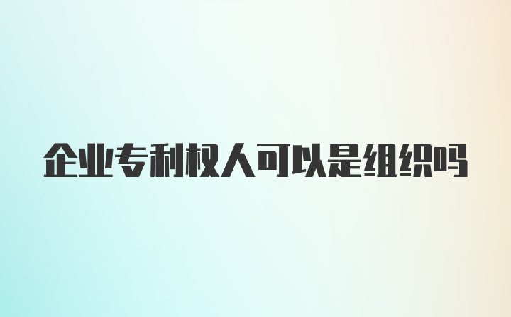 企业专利权人可以是组织吗