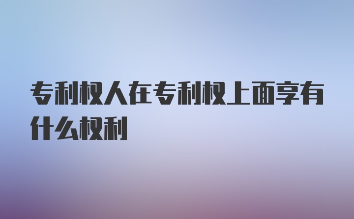 专利权人在专利权上面享有什么权利