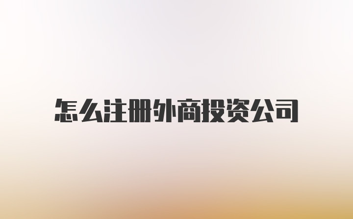 怎么注册外商投资公司