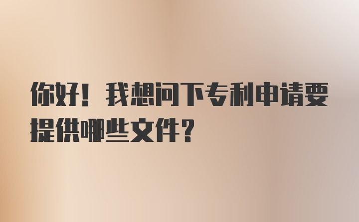 你好！我想问下专利申请要提供哪些文件？