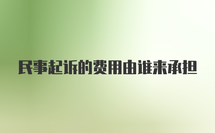 民事起诉的费用由谁来承担