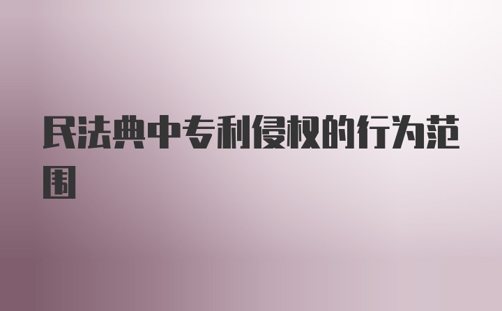 民法典中专利侵权的行为范围