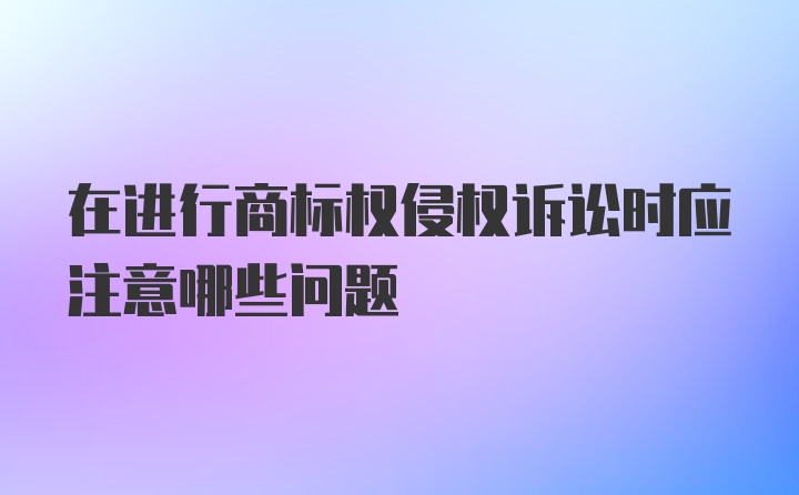 在进行商标权侵权诉讼时应注意哪些问题