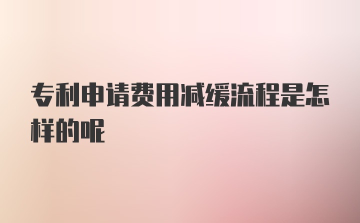 专利申请费用减缓流程是怎样的呢