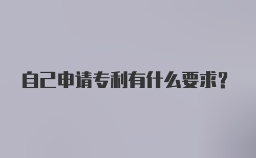 自己申请专利有什么要求？