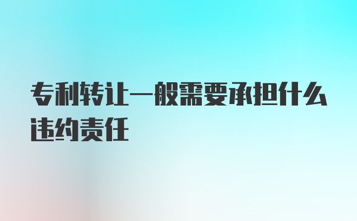 专利转让一般需要承担什么违约责任