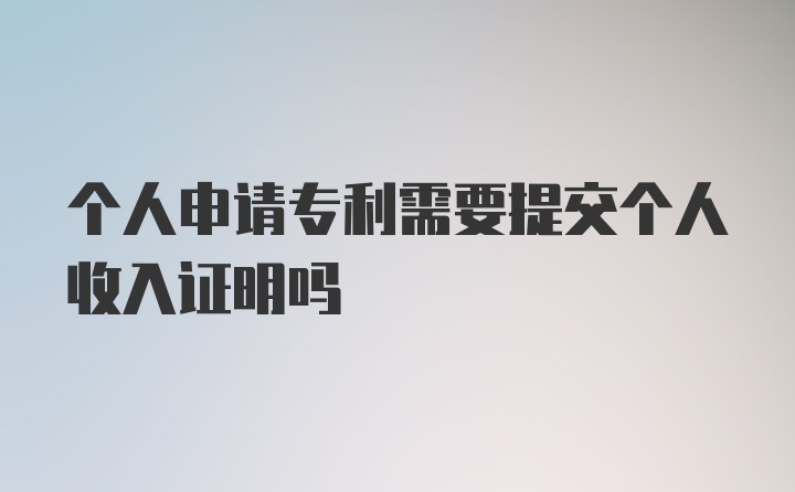 个人申请专利需要提交个人收入证明吗