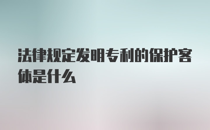 法律规定发明专利的保护客体是什么