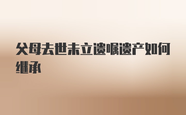 父母去世未立遗嘱遗产如何继承