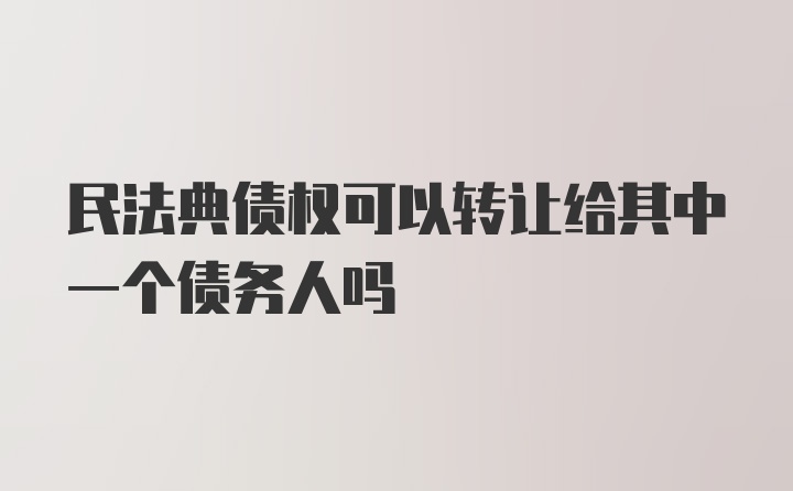 民法典债权可以转让给其中一个债务人吗