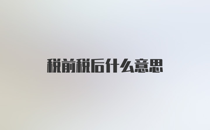 税前税后什么意思