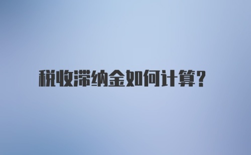 税收滞纳金如何计算？