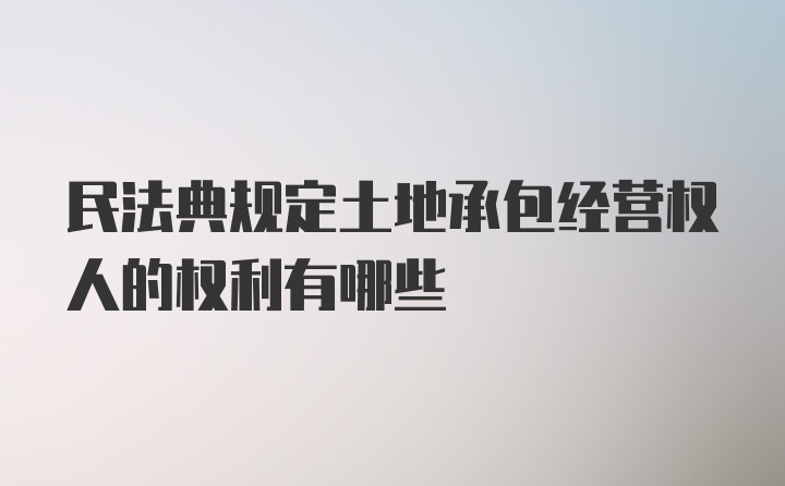 民法典规定土地承包经营权人的权利有哪些