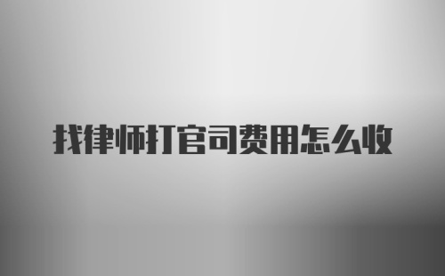 找律师打官司费用怎么收