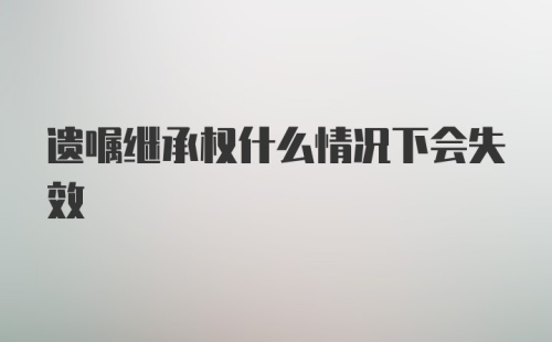 遗嘱继承权什么情况下会失效