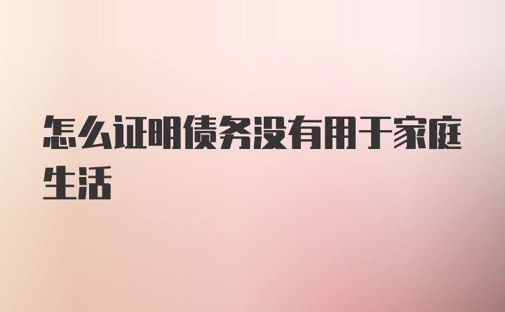 怎么证明债务没有用于家庭生活