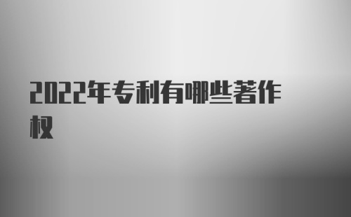 2022年专利有哪些著作权