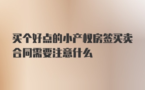 买个好点的小产权房签买卖合同需要注意什么