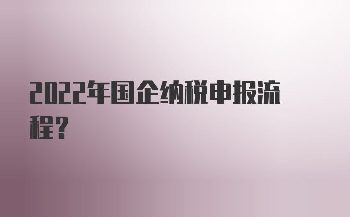 2022年国企纳税申报流程？