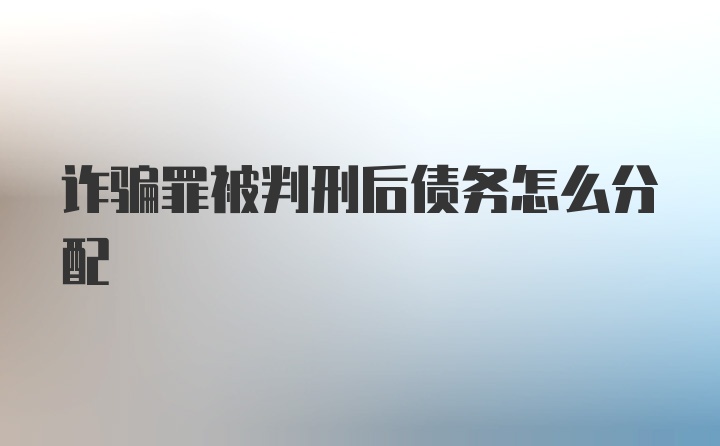 诈骗罪被判刑后债务怎么分配