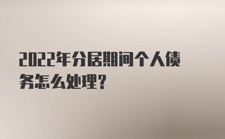 2022年分居期间个人债务怎么处理？