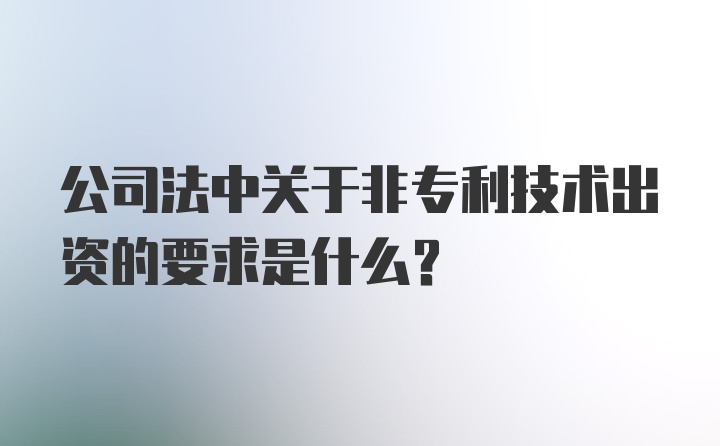 公司法中关于非专利技术出资的要求是什么？