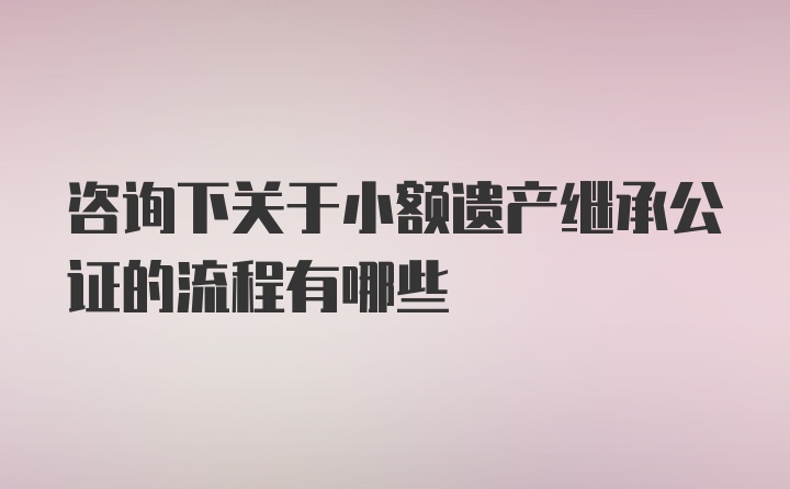 咨询下关于小额遗产继承公证的流程有哪些