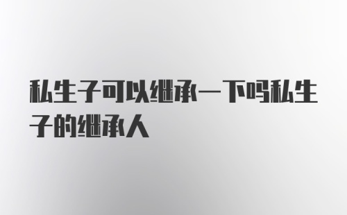 私生子可以继承一下吗私生子的继承人