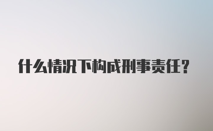 什么情况下构成刑事责任？