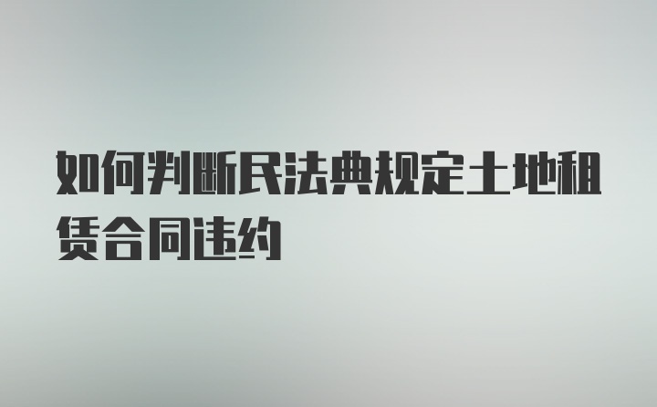 如何判断民法典规定土地租赁合同违约