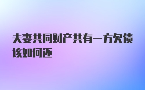 夫妻共同财产共有一方欠债该如何还