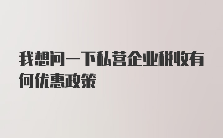 我想问一下私营企业税收有何优惠政策