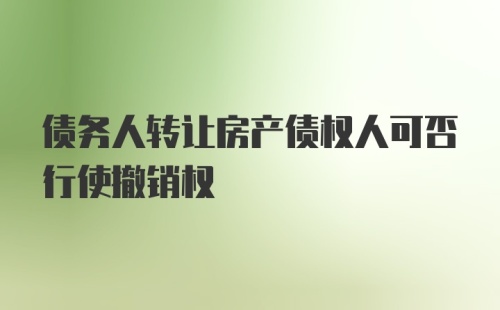 债务人转让房产债权人可否行使撤销权