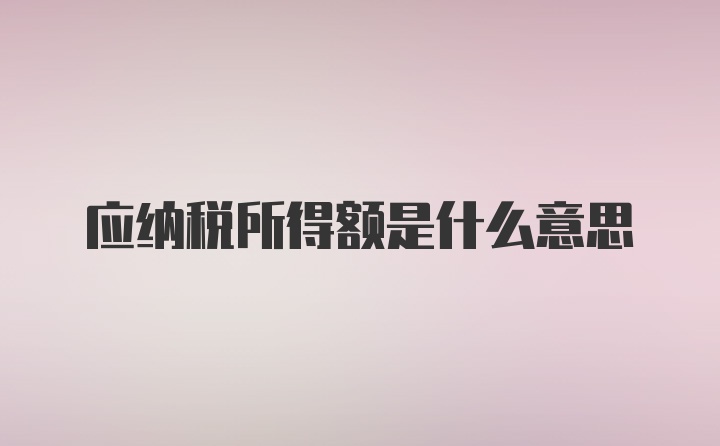 应纳税所得额是什么意思