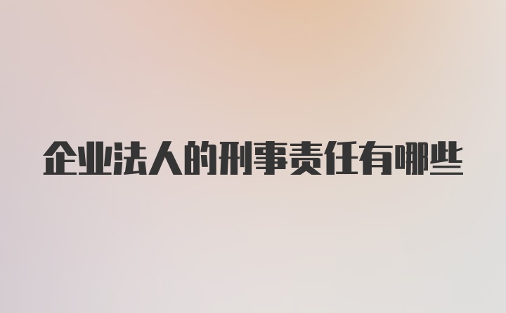 企业法人的刑事责任有哪些