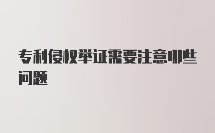 专利侵权举证需要注意哪些问题