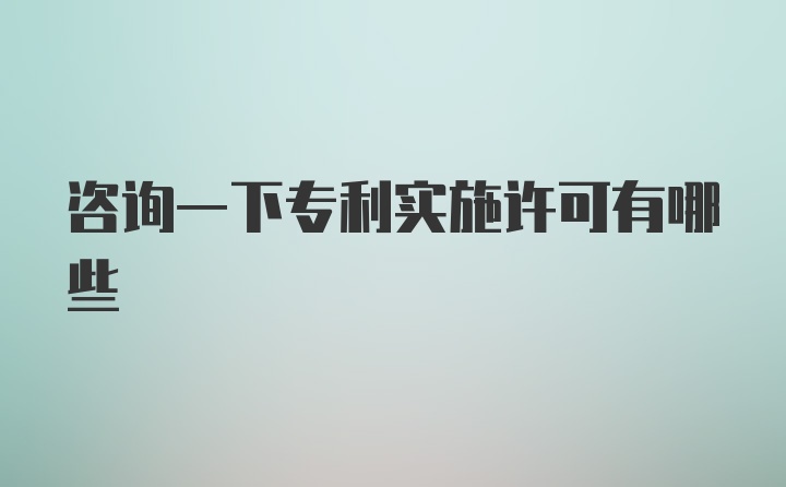 咨询一下专利实施许可有哪些