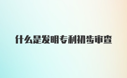 什么是发明专利初步审查