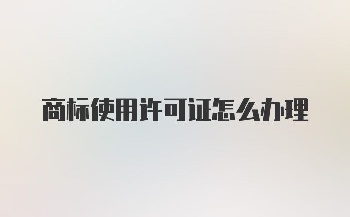 商标使用许可证怎么办理