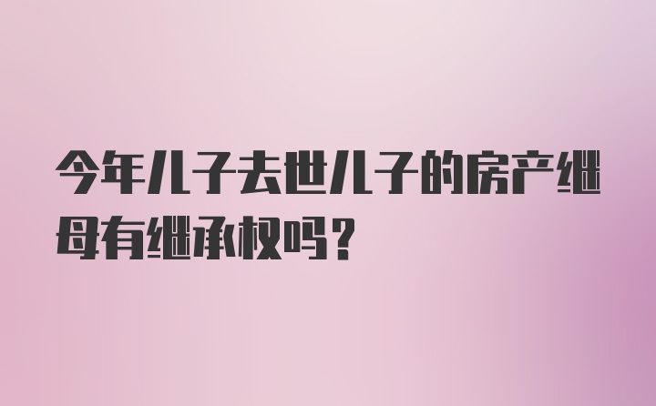 今年儿子去世儿子的房产继母有继承权吗？