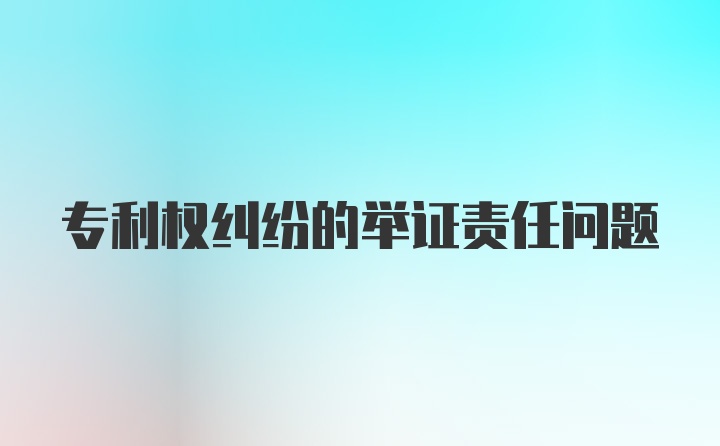 专利权纠纷的举证责任问题