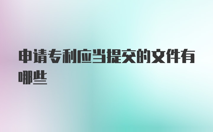 申请专利应当提交的文件有哪些