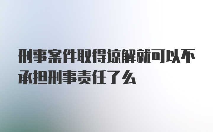 刑事案件取得谅解就可以不承担刑事责任了么