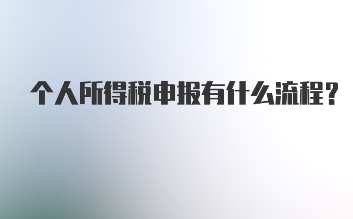 个人所得税申报有什么流程？