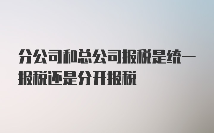 分公司和总公司报税是统一报税还是分开报税